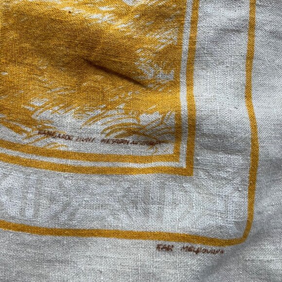 Vintage Austrailian Outback Down Under Linen Tablecloth  Flaw u - Picture 2 of 9